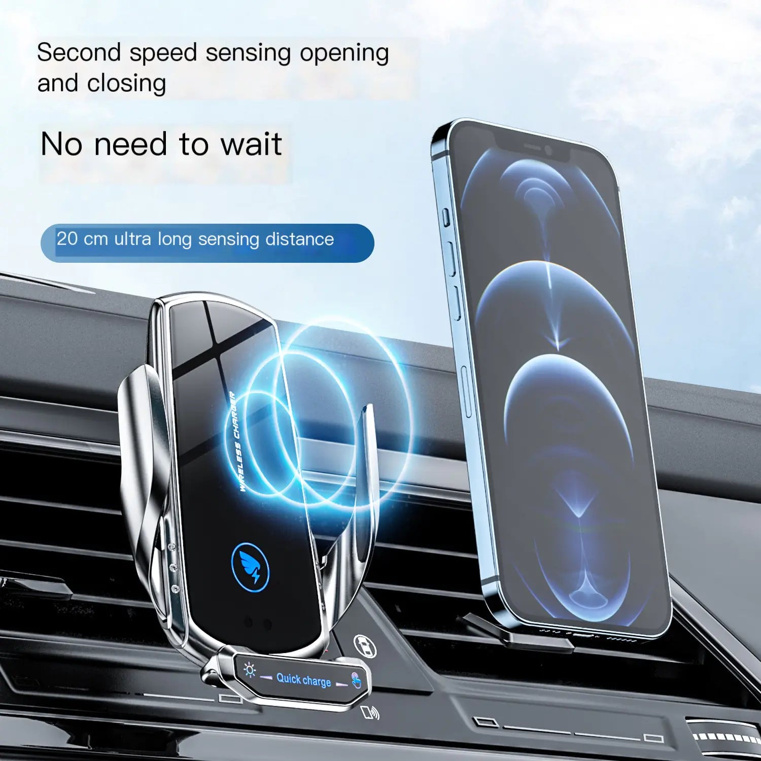 A18 Car Mount Wireless Charger with Auto-Sensing Design