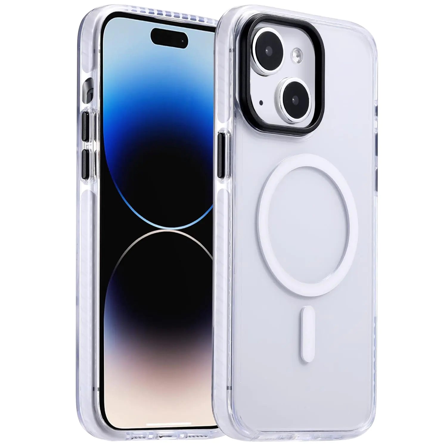 Yzoiko Strong Magnetic case for Phone 13/14 [10Ft Military-Grade Protection] Compatible with fit Magnetic Shockproof Slim Thin Cover 6.1 inch Translucent White