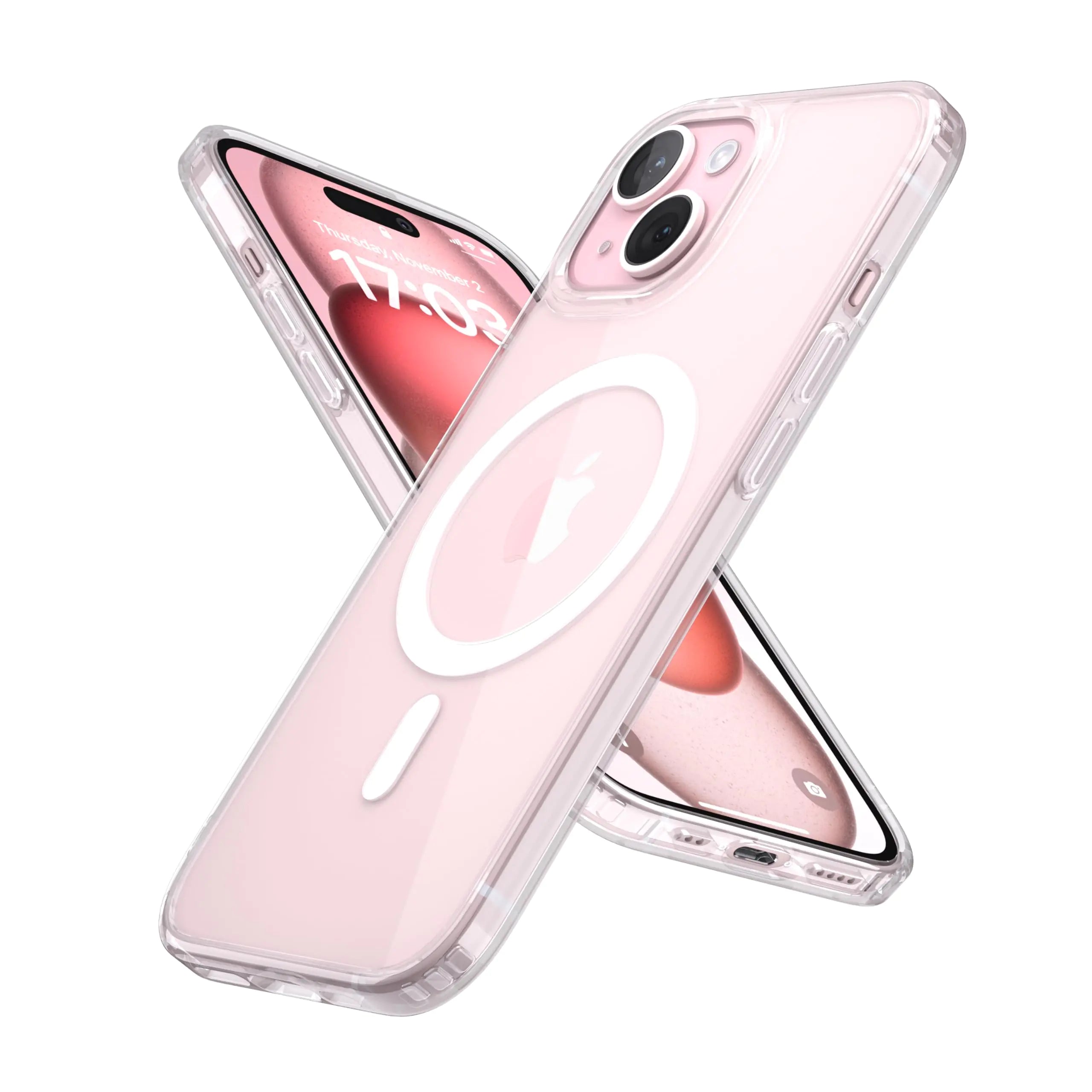 Magnetic for iPhone 15 Plus Case [Compatible with MagSafe] [Strong Magnetic] Military-Grade Protection Shockproof Translucent Back Slim Silky Anti-Fingerprint Phone Case for iPhone 15 Plus (Clear)