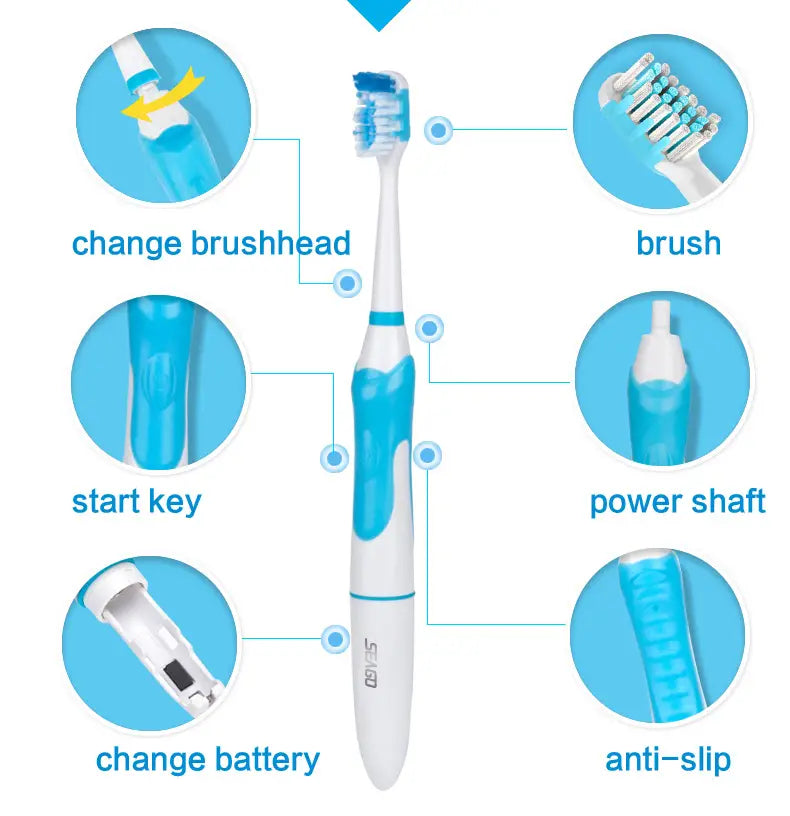 Electric Toothbrush C6 with 2 Soft Brush Heads