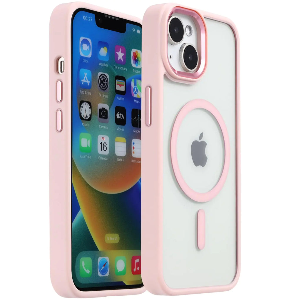 Yzoiko Strong Magnetic Translucent for iPhone 13 Case &iPhone 14 Case [10Ft Military-Grade Protection] Compatible with Magnetic Shockproof Slim Thin Cover 6.1 inch Translucent Pink