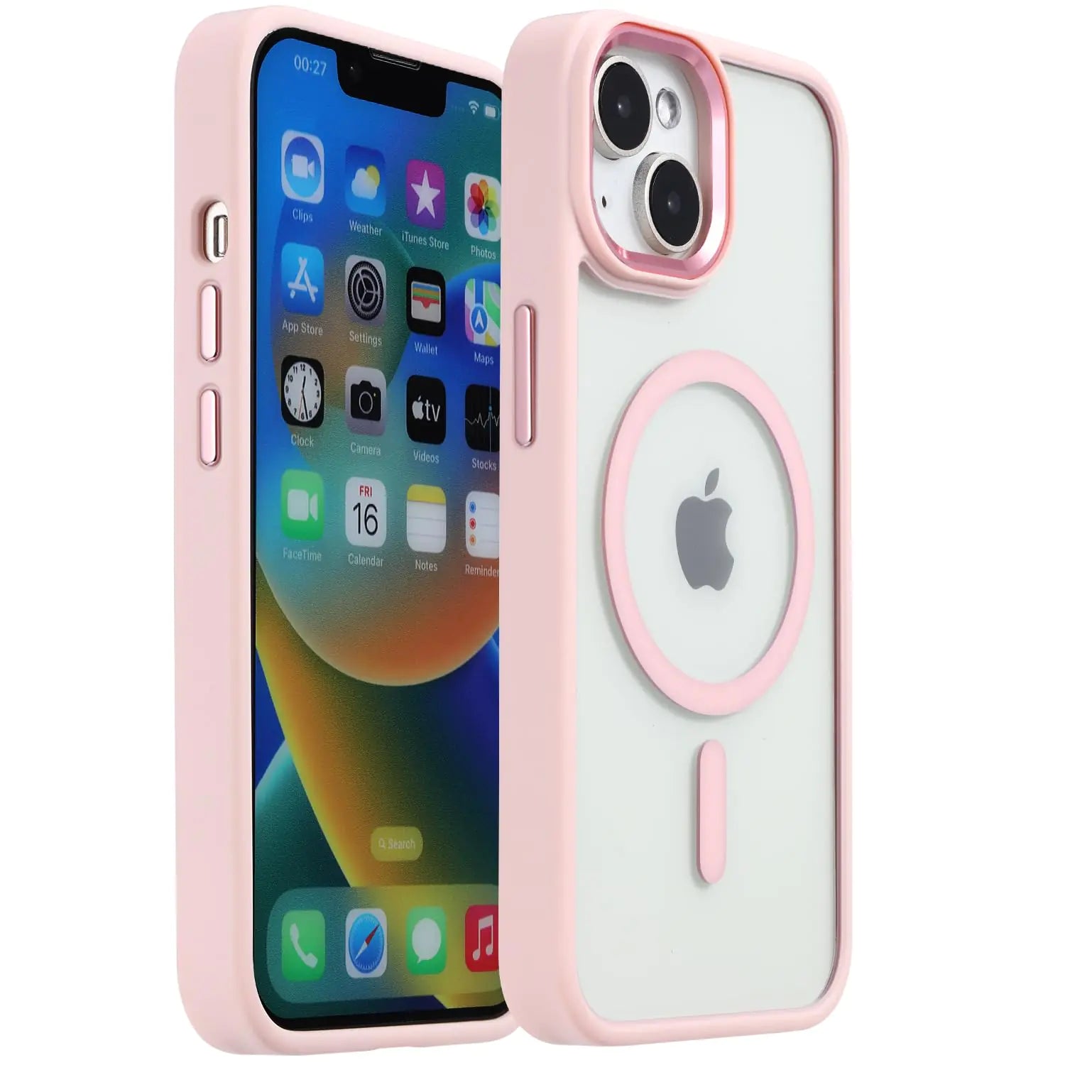 Yzoiko Strong Magnetic Translucent for iPhone 13 Case &iPhone 14 Case [10Ft Military-Grade Protection] Compatible with Magnetic Shockproof Slim Thin Cover 6.1 inch Translucent Pink