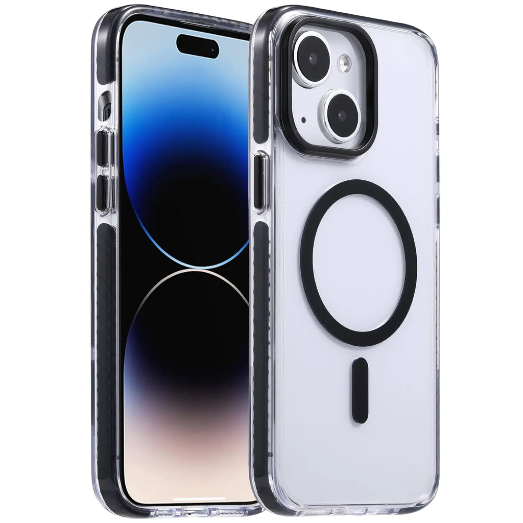 Yzoiko Strong Magnetic Translucent case for iPhone 13/14 [10Ft Military-Grade Protection] Compatible with fit Magnetic Shockproof Slim Thin Cover 6.1 inch Translucent Black Bumper Case