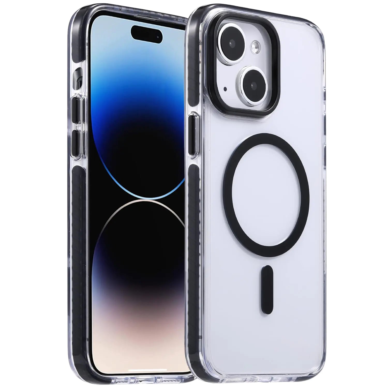 Yzoiko Strong Magnetic Translucent case for iPhone 13/14 [10Ft Military-Grade Protection] Compatible with fit Magnetic Shockproof Slim Thin Cover 6.1 inch Translucent Black Bumper Case