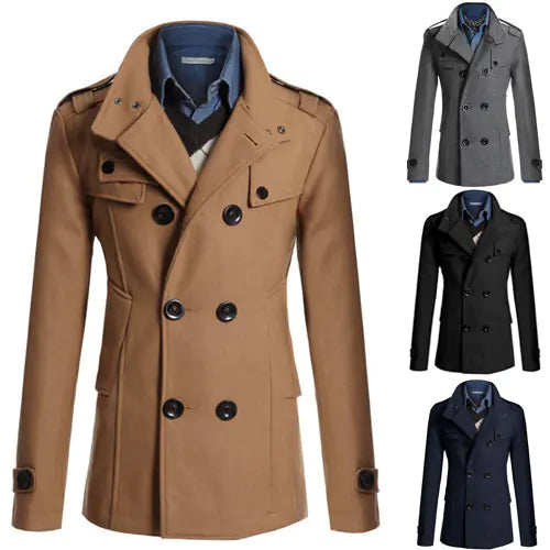 Mid-Length Wool Trench Coat for Women
